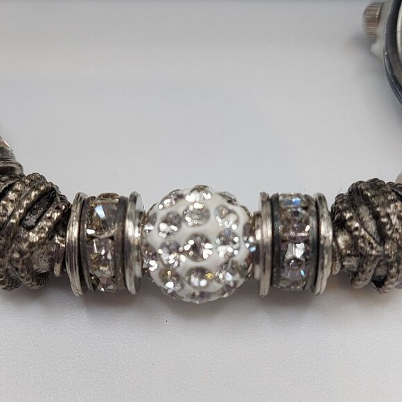 BOER Fancy silver tone Rhinestone encruset bracelet estate quartz timepiece - Picture 4 of 7